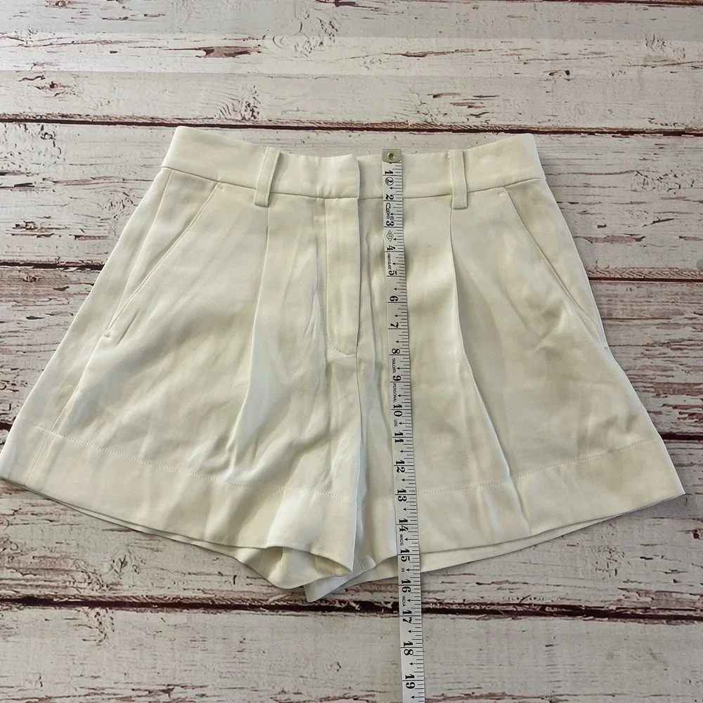 A.L.C. White Shorts High Waist Size 4 Women's Summer Viscose Blend‎ Luxury - Picture 5 of 10